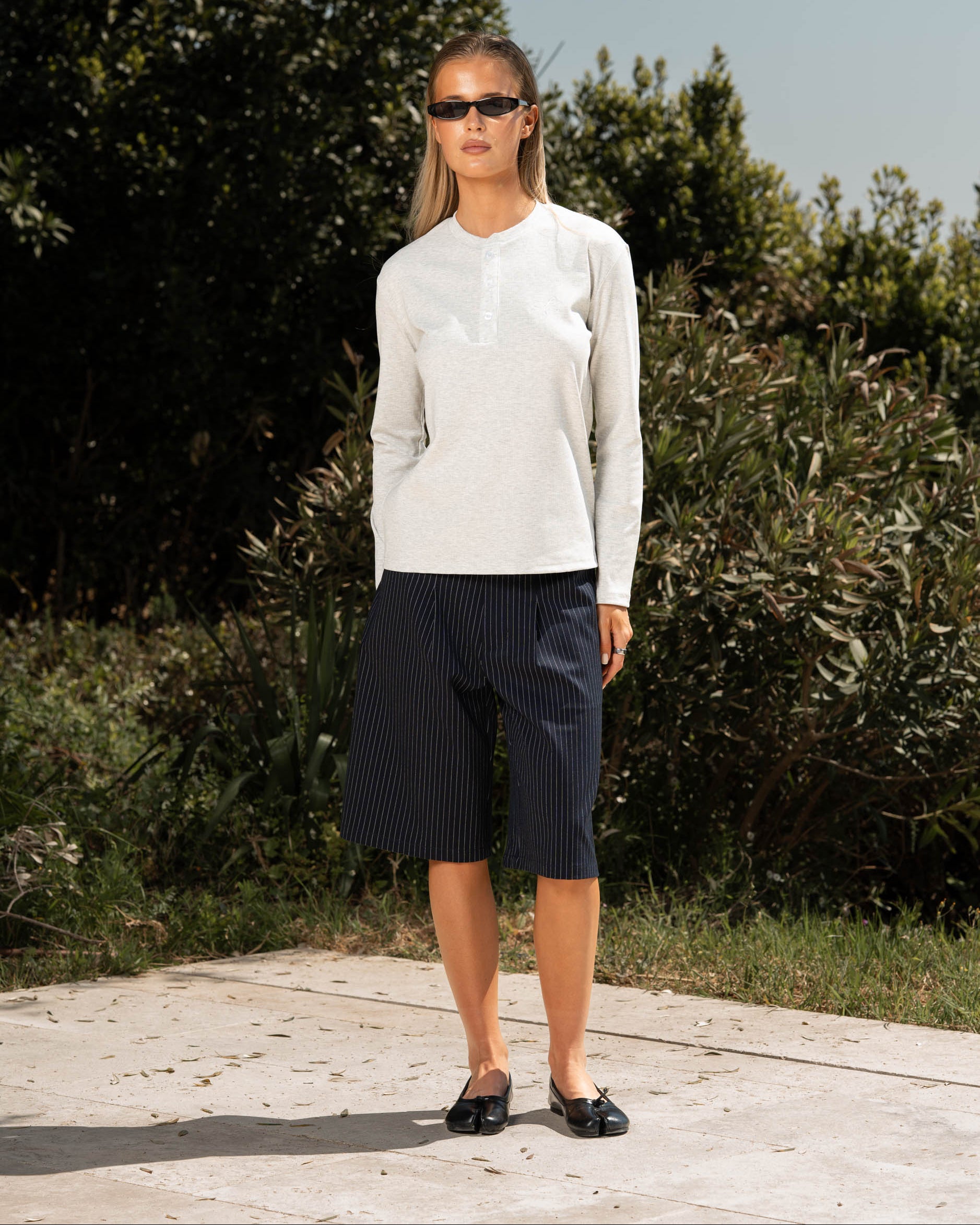 Bermuda Shorts Navy Pinstriped dame